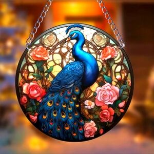 6" Acrylic Suncatcher withChain, Peacock